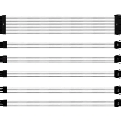 Image of Cooler Master PVC PSU Extension Cable Kit 16AWG with 3 Layer Sleeving, ATX Compatible Universal Connectors, 30 cm in Length, Supports High End CPU &amp; GPU System Power Supply Inputs White