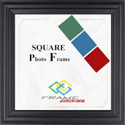 Image of Frame EAZY 9&quot;x9&quot; Square Photo Black Antique Style Picture Poster Frames With Safe Perspex Front &amp; Wall Mounting Hooks Black, 9x9 Inch (22.8 x 22.8cm)