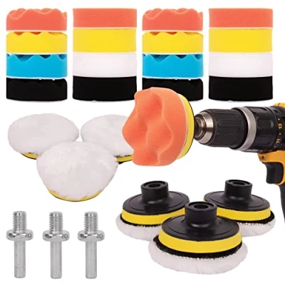 Image of GADLANE Car Polishing Pads for Drill 25PCS Buffer Attachment Works with M10 Drills, Cordless Screwdrivers and Machines Assorted Levels of Softness (Drill Not Included)