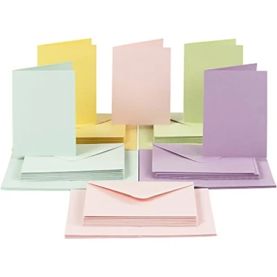 Image of Cards &amp; Envelopes, card size 10,5x15 cm, envelope 11,5x16,5 pastel colours, 50sets