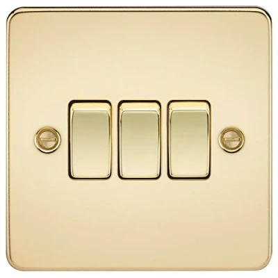 Image of KnightsBridge Flat Plate 10AX 3G 2 way switch polished brass