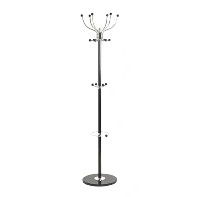 Image of HAKU Mobel Hall Tree Chrome, Black, Marble, Metal Size: H 176 cm X Ø 38 cm, Style: Modern