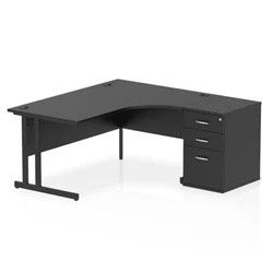 Image of Impulse 1600 RH Crescent Desk Cantilever Black/Black 600 High Ped
