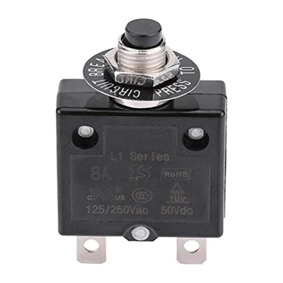 Image of Aramox Thermal Switch Reset, Current Overload Protection Device Circuit Breaker Manual Reset Overcurrent Protector(8A)