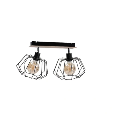 Image of Soho Twin Ceiling Spotlight Wood, 55cm, 2x E27