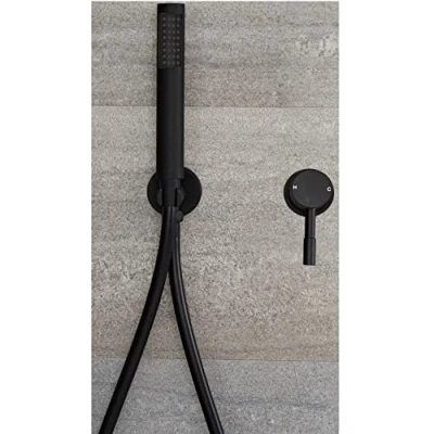 Image of Milano Nero Modern Manual Mixer Shower Valve with Hand Handset Kit Black