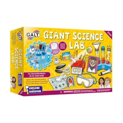 Image of Galt Giant Science Lab Explore and Discover XL Kit For Kids, Childrens Craft Set, Guide Book Coat 30 Fun STEM Experiments Chemistry, Biology Physics Ages 6 Plus
