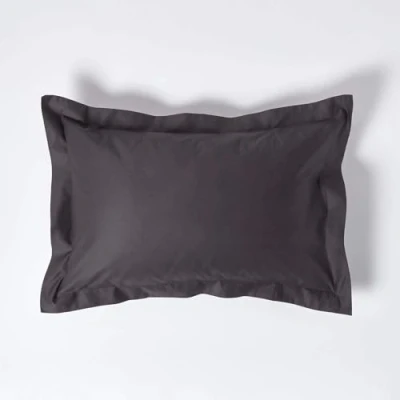 Image of HOMESCAPES 1000 Thread Count Egyptian Cotton Grey Oxford Size Pillowcase Pack of 2