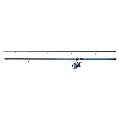 Image of Shakespeare Firebird Beachcaster Combo, Fishing Rod and Reel Spinning Combos, Surfcasting Fishing, Surf, Rock or Beach Cod, Bass, Pollack, Flatfish, Blue / Black, 3.60m 112 225g