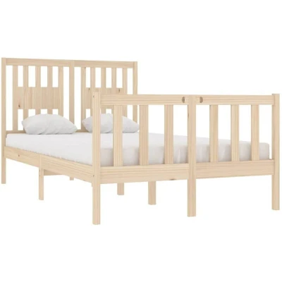 Image of vidaXL Solid Wood Bed Frame 120x190 cm Small Double with Timeless Design, Bedroom Furniture, Sturdy Structure, Suitable for Mattress, Brown