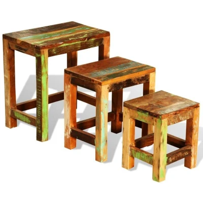 Image of vidaXL Nesting Table Set 3 Pieces Vintage Reclaimed Wood