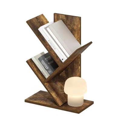 Image of Furinno Tree Bookshelf 3 Tier Floor Standing Bookcase, Amber Pine