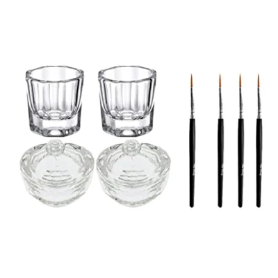 Image of 8Pcs Set 4 Pcs Dappen Mixing Dish + Tint Lash Brush Eyelash Eyebrow Tinting