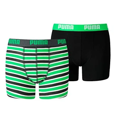 Image of Puma BOYS Basic Boxer Printed Stripe 2 PACK Pants for kids, Size: 11 12y, Classic green
