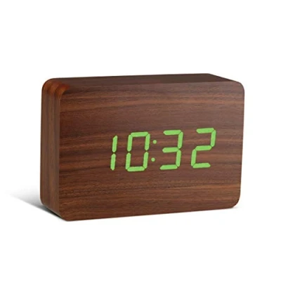 Image of Gingko Design Alarm Clock, Wood, Brown, One Size