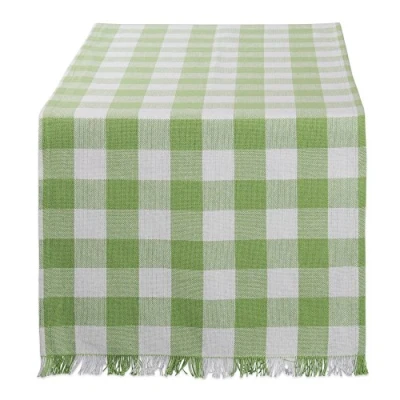 Image of DII Check Tabletop, Cotton, Checkered Green, Table Runner, 14x108