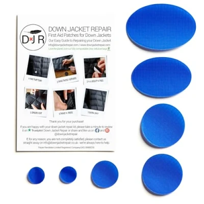 Image of Down Jacket Repair Patches Easy to Use, Pre Cut, Self Adhesive Patches, Waterproof Fabric, Tear Resistant Rip Stop Nylon Fabric for Clothing, Outdoor Gear Royal Blue