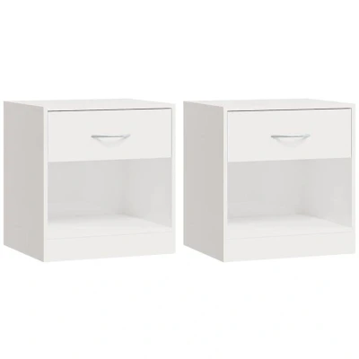 Image of vidaXL Bedside Cabinets 2 pcs with Drawer High Gloss White
