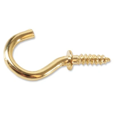Image of 25x Small Polished Brass Cup Hooks 13mm