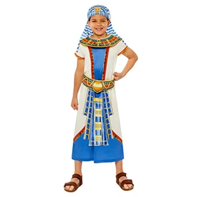 Image of Amscan 9916097 Kids Curriculum Egyptian Boy Deluxe Historical Costume, Blue, 6 8 Years