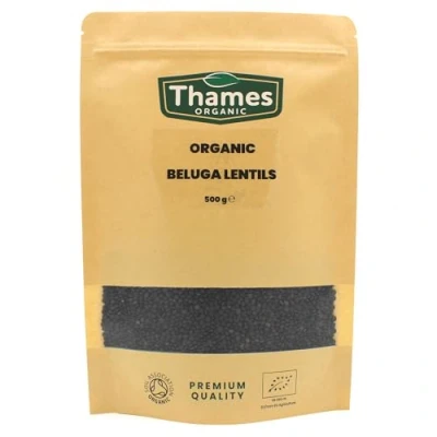 Image of Organic Beluga Lentils 500g No Additives, Preservatives, Raw, Vegan, GMO Free, Certified Perfect for Soups, Salads, Meals Thames