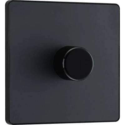 Image of BG Electrical Intelligent Single Wall Dimmer Switch, 2 Way, Screwless Front Plate, Evolve, Matt Grey, 200W, PCDMG81B
