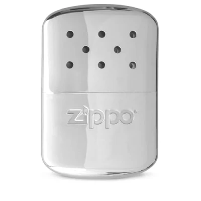 Image of Zippo 12 Hour Refillable Hand Warmer Flameless Heat &amp; Odorless For Cold Weather Lighter Fuel Rechargeable Durable Metal Build High Polish Chrome