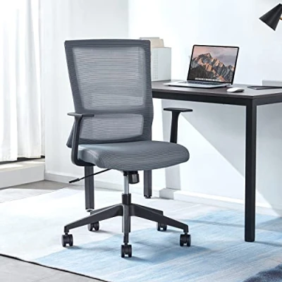 Image of Sunon Ergonomic Office Chair Mesh Mid Back Desk with Lumbar Support and Rollerblade Wheels