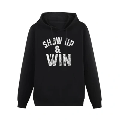 Image of Roman Reigns Show Up &amp; Win Long Sleeve Mens Hoody With Pocket Sweatershirt, Hoodie Size S Black