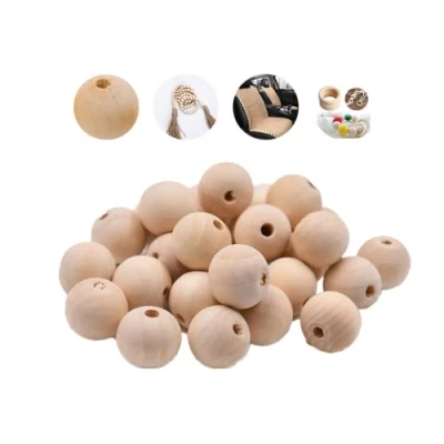 Image of 25mm/1 inch Wooden Beads,Unfinished Round Craft Balls 100 Pack Natural Wood with 5mm Holes for Projects,Wall Hanging Craft,DIY Painting, Art Supplies,Jewellery Making