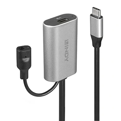 Image of LINDY 43271 5 m USB 3.1 Active Extension Cable Type C to Black/Silver