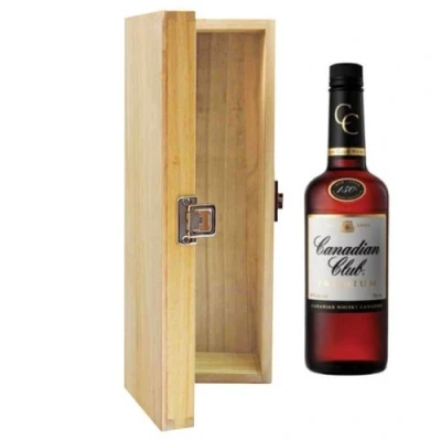 Image of Canadian Club Blended Whiskey in Tung Wood Gift Box With Handcrafted Gifts2Drink Tag