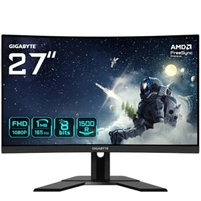 Image of GIGABYTE G27FC A EK 27&quot; LED Full HD Curved Gaming Monitor 1920 x 1080(Full HD), 165Hz, 1ms, FreeSync Premium, HDMI 1.4, DisplayPort 1.2