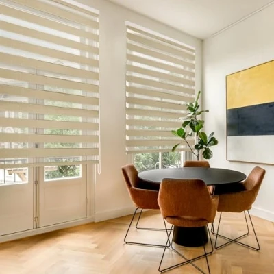 Image of Blindecor Lira. DoubleLayered Roller Blind, Night and Day, Beige, 120x250 cm