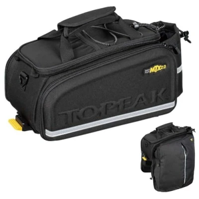 Image of Topeak MTX 2.0 TrunkBag EXP Water Resistant Cycle Trunk Bag with Expandable Pannier Sides, Compatible All QuickTrack Racks, Black