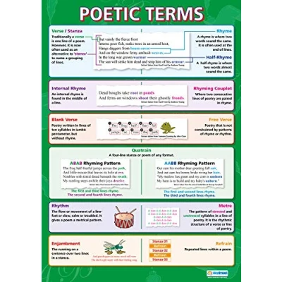 Image of Poetic Terms English Literature Posters Laminated Gloss Paper measuring 850mm x 594mm (A1) Lit Classroom Education Charts by Daydream