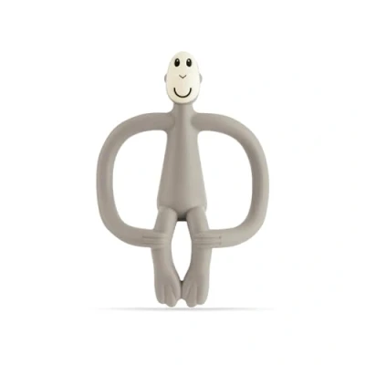 Image of Matchstick Monkey, Original Teether &amp; Gel Applicator, Antimicrobial Silicone Teething Toys for Baby, Easy to Grip, BPA Free, 3 Months Old+, 10.5 cm, Grey Monkey