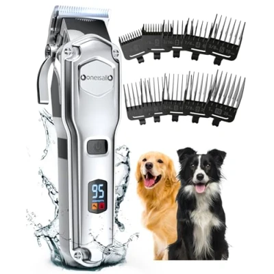 Image of oneisall Dog Clippers for Grooming Thick Heavy Coats/Low Noise Rechargeable Cordless Pet Shaver with Stainless Steel Blade/Waterproof Dogs Pets and Animals