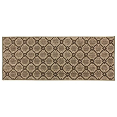 Image of JVL 07 799BR Florence Machine Washable Entrance Runner Mat, Polypropylene/Latex, Brown, 57 x 150 cm