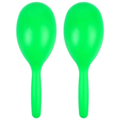 Image of A Star Green Plastic Maracas Pair 20cm Shaker Rattle, Percussion Rhythm Instrument