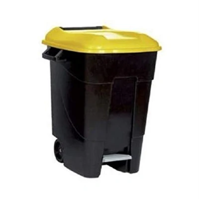 Image of Tayg Pedal Operated Wheeled Litter Bin 100 Litre Black Lid