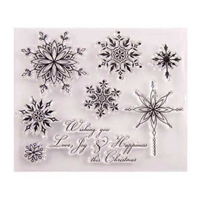 Image of Transparent Stamps Snowflake Christmas Clear Stamp Rubber Silicone Scrapbooking for Card Making Album Craft Decor