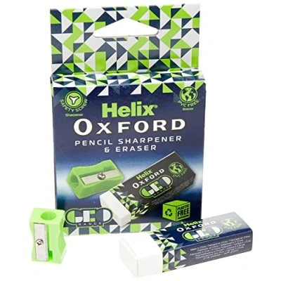 Image of Helix Oxford Geo Eraser and Pencil Sharpener Green (100202)