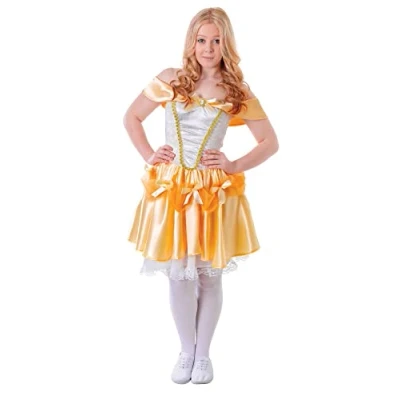 Image of Bristol Novelty TC105 Girls Costume Belle White and Yellow Pack of 1 Teen Size, Gold, Small
