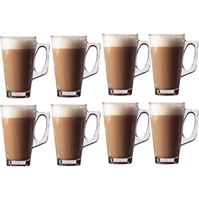 Image of LETTUCE EAT ® Set of 8 Latte Glasses Tea Coffee Cappuccino Glass Cups Hot Drink Mugs 240ml