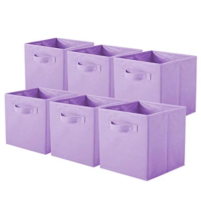 Image of PowerKing Storage Box, 6 Pieces Foldable Cube Box Made of Fabric in Shape Light Purple