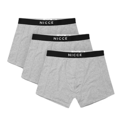 Image of NICCE 3 Pack Stretch Waist Black/Grey Mens Alesi Boxer Shorts 0037 K001 0264 Cotton Size Medium