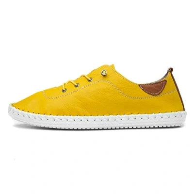 Image of Lunar St Ives Leather Plimsoll 4 UK Yellow