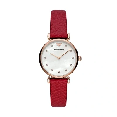 Image of Emporio Armani Watch for Women, Two Hand Movement, 32 mm Rose Gold Stainless Steel Case with a Leather Strap, AR11388