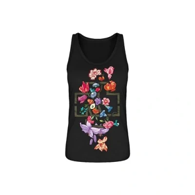 Image of Rammstein Women&#039;s Tank Top Frauen Trägertop Blumen, Official Band Merchandise Fan Shirt with Chest Print, Black, S
